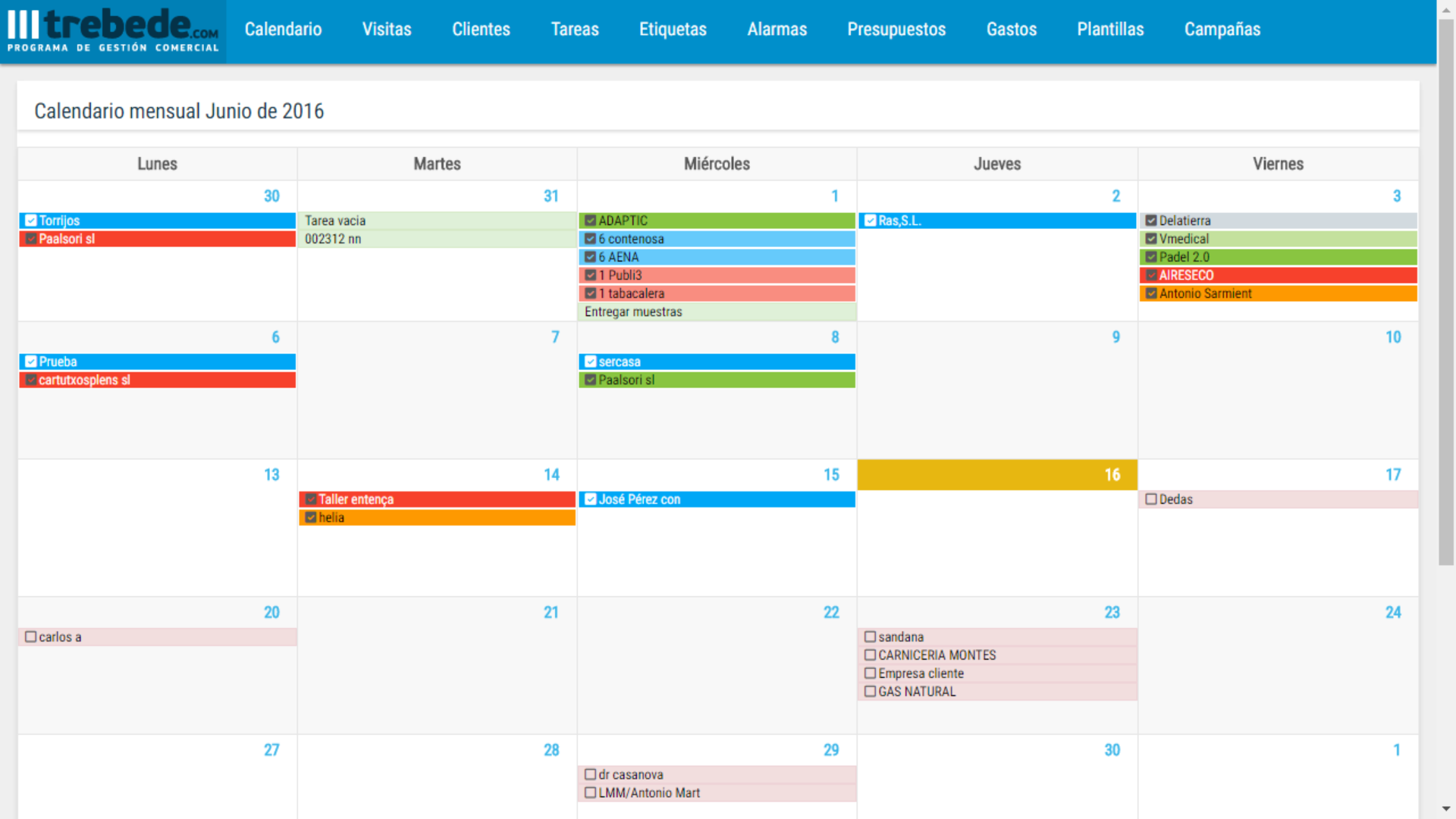 hará rodear Sada Visitas y colores en la agenda comercial - CRM Fácil