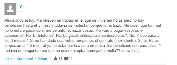 Agentes comerciales y condiciones precarias