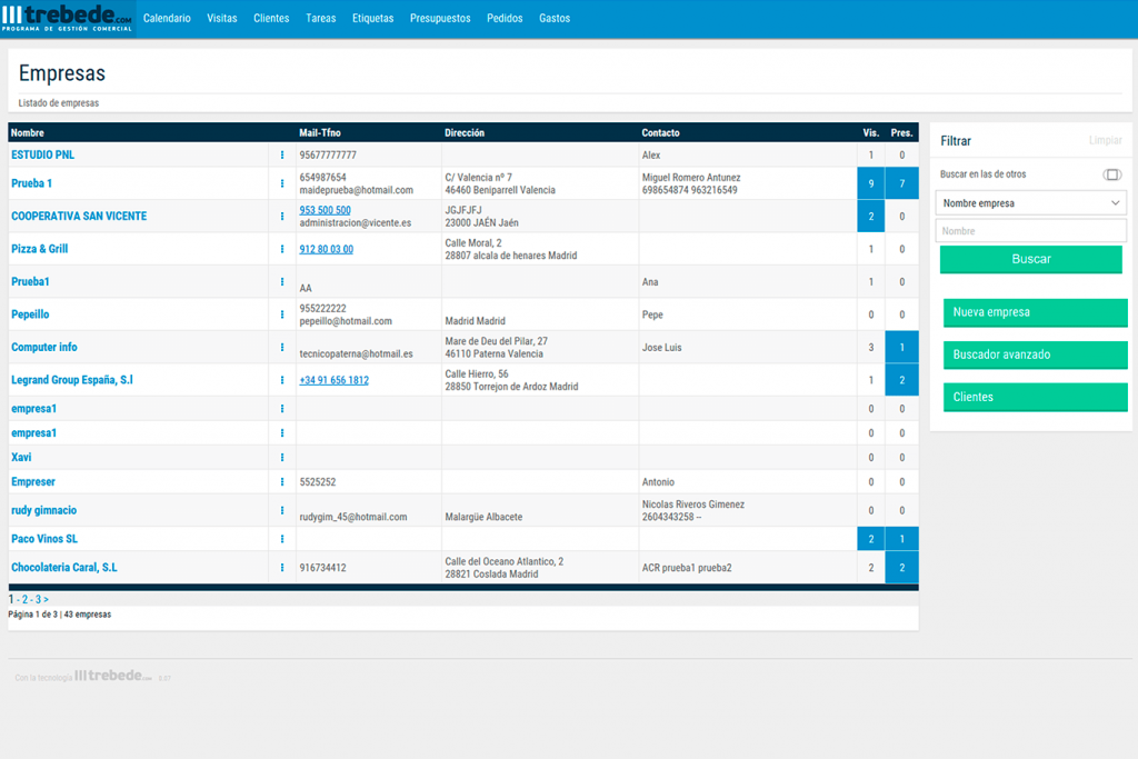 lista de clientes en crm facil online